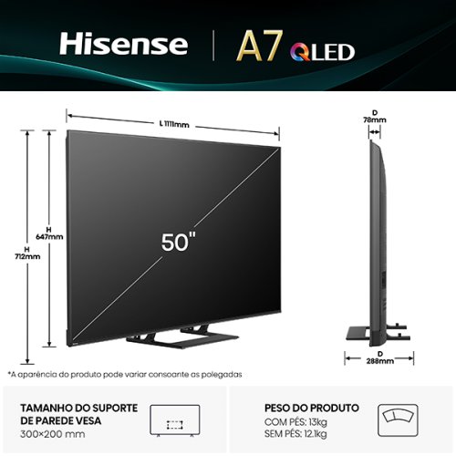 QLED HISENSE - 50A7Q