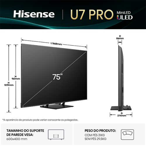 MINI LED HISENSE - 75U7Q PRO