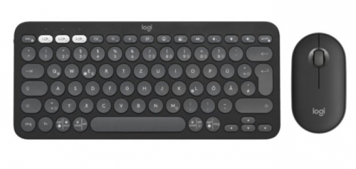 Conjunto de teclado e rato sem fios Bluetooth LE QWERTY Reino Unido grafite tonal Logitech Pebble 2 Combo 920-012233