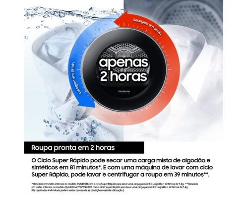 Máquina de Secar Roupa Samsung DV90DG6845LEU3 9 kg Bomba de Calor Classe A – AI Dry+ Wi-Fi