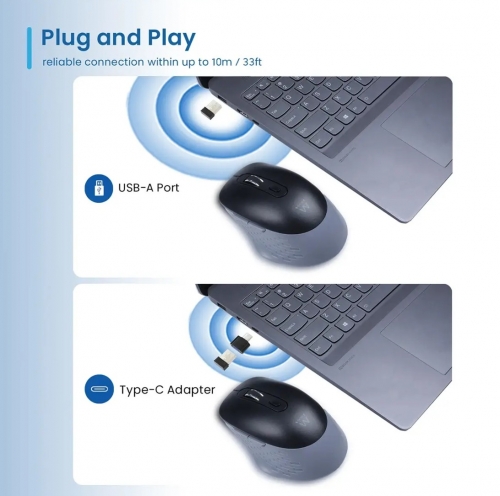 EWENT RATO WIRELESS E BLUETOOTH MULTICONEXAO C/ADAPT USB-C 3200DPI