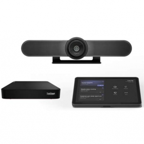 Sistema de Videoconferência Logitech Small Room com Tap + MeetUp + Lenovo ThinkSmart Core Gen 2 — Microsoft Teams Rooms — TAPMUPMSTLNV3