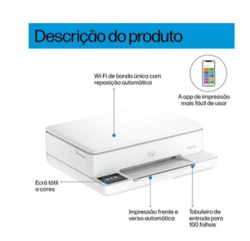 Impressora multifunções HP ENVY 6132e All-in-One cores jacto de tinta , 714J2B