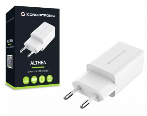 CARREGADOR CONCEPTRONIC 2xUSB 2.4A 12W WHITE