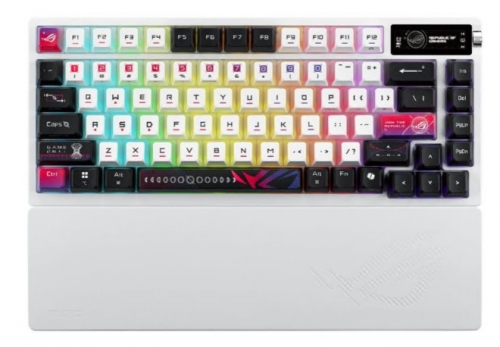 Teclado ASUS ROG Azoth X 75% com ecrã OLED retroiluminado 2.4 GHz, Bluetooth 5.1, USB interruptor: ROG NX Snow (substituível a quente) branco