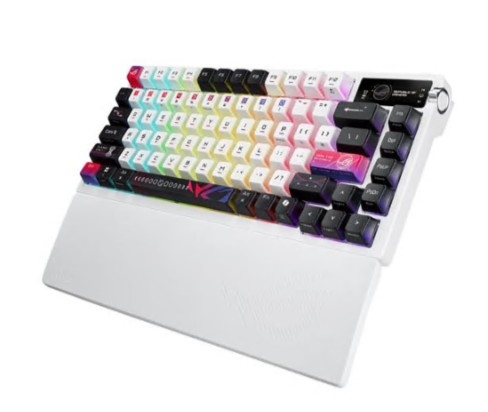 Teclado ASUS ROG Azoth X 75% com ecrã OLED retroiluminado 2.4 GHz, Bluetooth 5.1, USB interruptor: ROG NX Snow (substituível a quente) branco