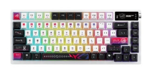 Teclado ASUS ROG Azoth X 75% com ecrã OLED retroiluminado 2.4 GHz, Bluetooth 5.1, USB interruptor: ROG NX Snow (substituível a quente) branco
