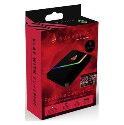 Disco externo SureFire PyroDrive Gaming 1 TB SSD USB C® (USB 3.2 1ª geração) Preto