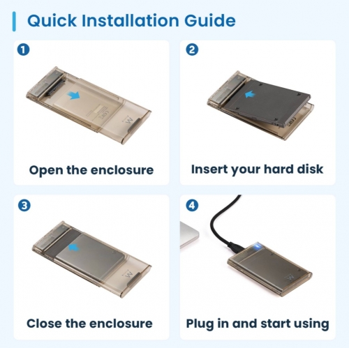 Caixa Externa 2.5" Ewent EW7069 USB-C 3.2 Gen1 (USB 3.0) HDD/SSD Transparente Screwless