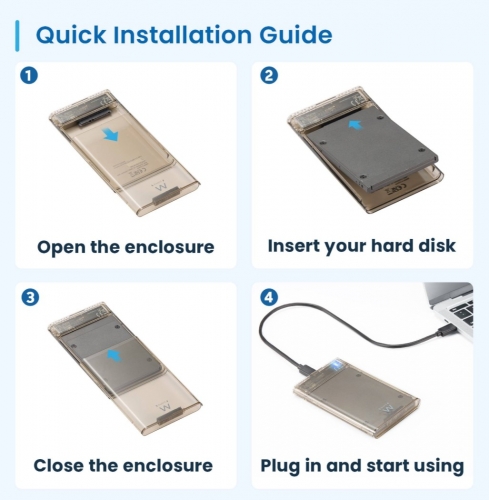 Caixa Externa 2.5" Ewent EW7068 USB-C 3.2 Gen1 (USB 3.0) HDD/SSD Transparente Screwless