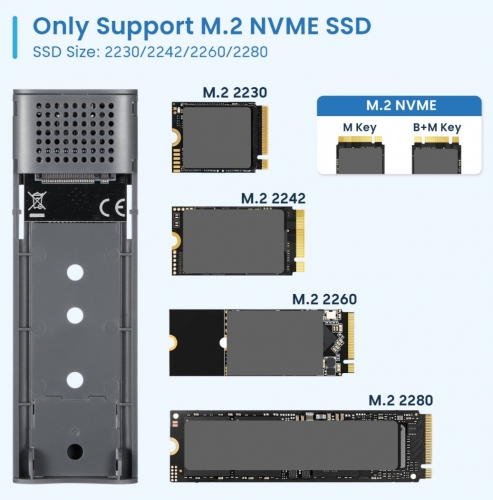 Caixa Externa M.2 Ewent EW7060 USB-C 3.2 Gen2 NVMe Cinza Screwless
