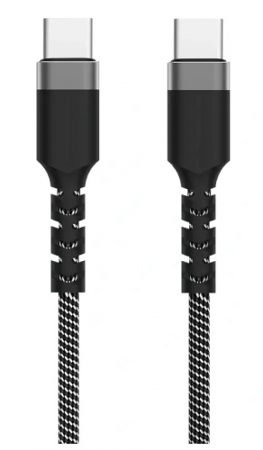 Cabo USB-C Ewent EC1098 Fabric PD100W 20Gbps 4K/120Hz 2m Preto/Branco