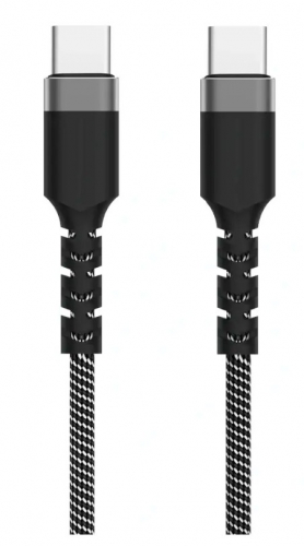 Cabo USB-C Ewent EC1097 Fabric PD100W 20Gbps 4K/120Hz 1m Preto/Branco