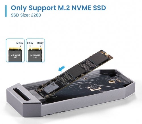 Caixa Externa M.2 Ewent EW7062 NVMe/PCIe USB-C 4 Cinza Screwless