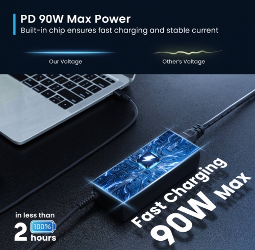 Carregador Ewent USB Type-C notebook charger with Power Delivery profiles 90W, EW3982