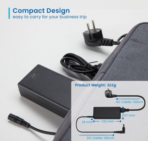 Carregador de Portátil Universal Ewent EW3969 90W Preto com 11 Pontas + Cabo de Alimentação Schuko-IEC C5 (3 Pinos)