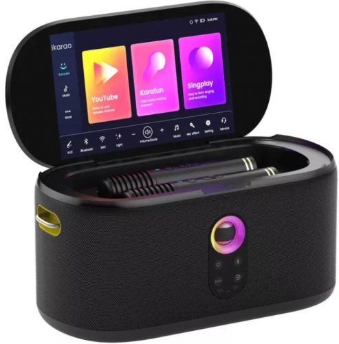 COLUNA IKARAO SHELL S1 KARAOKÊ C/TELA SENSÍVEL AO TOQUE DE 10.1" 2 MICROS S/FIO