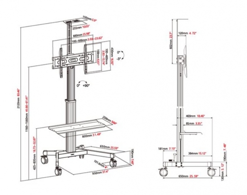 Suporte com altura ajustável Vision X-Series VFM-F22