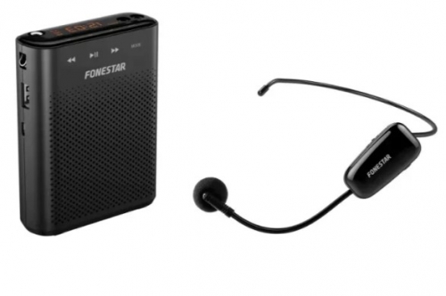 Microfone Fonestar Headset s/ Fios c/ Coluna Amplificada Cintura Black