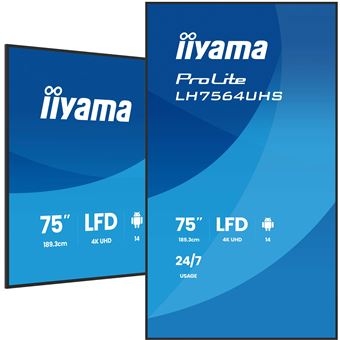 Ecrã de Sinalização iiyama LH7564UHS-B1AG - 4K UHD - 75 polegadas
