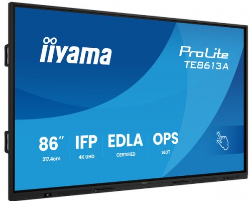 iiyama TE8613A-B1AG ecrã de sinalização Plasma interativo 2,17 m (86 polegadas) Wi-Fi 450 cd/m² 4K Ultra HD Preto Ecrã táctil Processador built-in Android 18/7