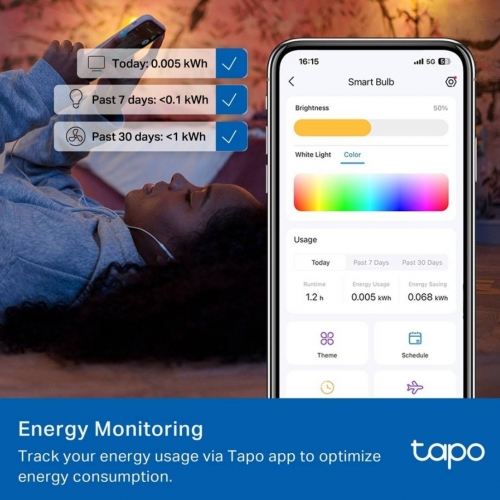 Lâmpada Inteligente TP-Link Smart Light Bulb Multicolor Tapo L430C 2500-6500K Wi-Fi (Pack 2)