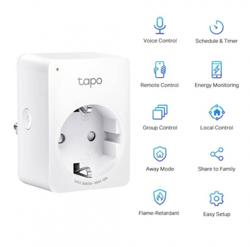Tapo P110 x 2 Mini Smart Wi-Fi Socket, Energy Monitoring, 100-240 V, Max Load 16 A, 50/60 Hz, 2.4 GHz Wi-Fi networking