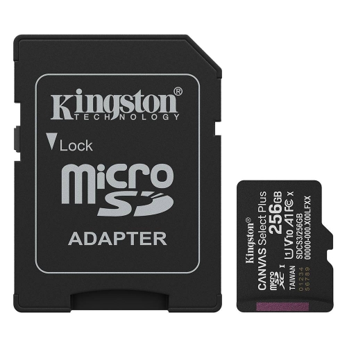 KINGSTON SDCARD 256GB MICRO SDXC CANVAS SELECT PLUS GEN3 150MB/s A1+ADAP