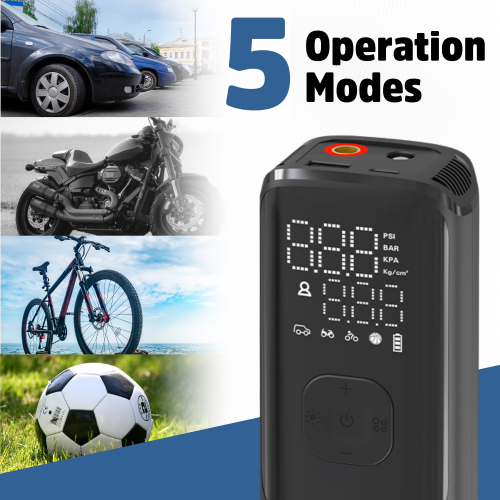 Inflador de pneus de alto desempenho com pressão máxima de 150 PSI e saída USB-A PAC4000
