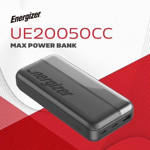 Banco de energia 20K com duas portas USB-C e USB-A UE20050CC