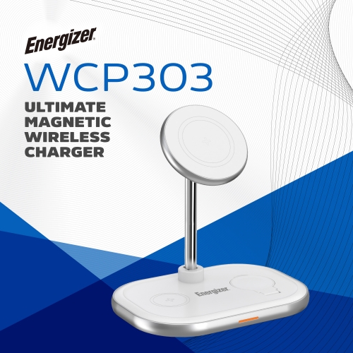 Carregador sem fio 3 em 1 com carregamento rápido de 15 W e compatibilidade total com dispositivos WCP303