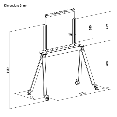 Suporte de Chão Carrinho para TV Napofix® VWA1060B