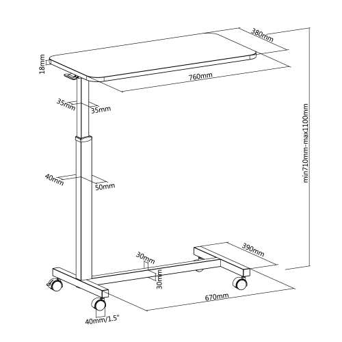 Mesa de Apoio Elevatória com Rodas Napofix® ERGO720