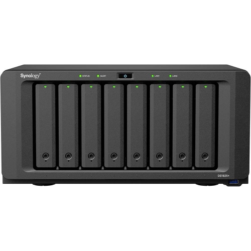 NAS Synology DiskStation DS1825+, 8 Baías, CPU 4-Core AMD Ryzen V1500B, RAM 8GB DDR4, Preto