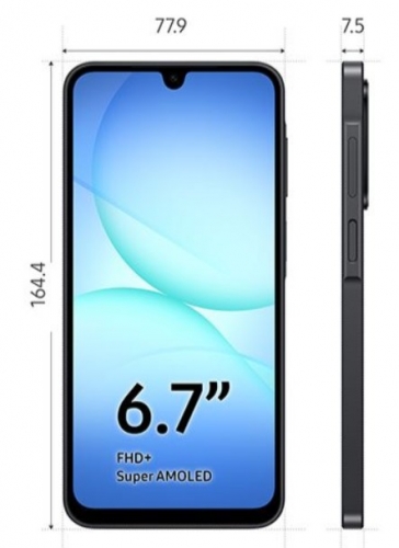 Smartphone SAMSUNG SM-A176BZKDEUB Galaxy A17 8GB 256GB 5G 6.7in 5000mAh 25w IP54 OS-6T SMR-6Y Black Android15