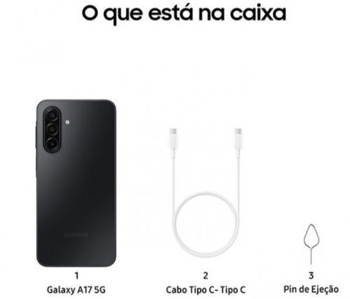 Smartphone SAMSUNG SM-A176BZKDEUB Galaxy A17 8GB 256GB 5G 6.7in 5000mAh 25w IP54 OS-6T SMR-6Y Black Android15