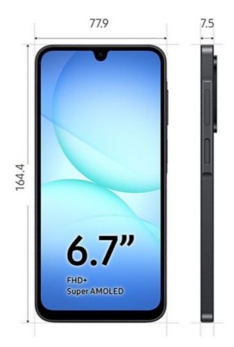 Smartphone SAMSUNG Galaxy A17 8GB 256GB LTE6.7in 5000mAh 25w IP54 OS-6T SMR-6Y Blue Android15