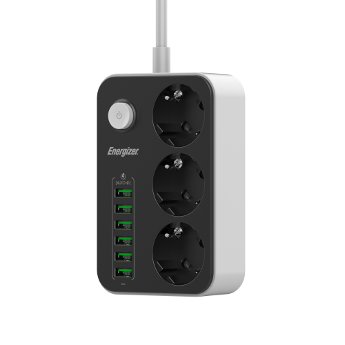 Filtro de linha 3 CA + 6 USB com proteção contra surtos e cabo de 2 m EPB2500W01EU