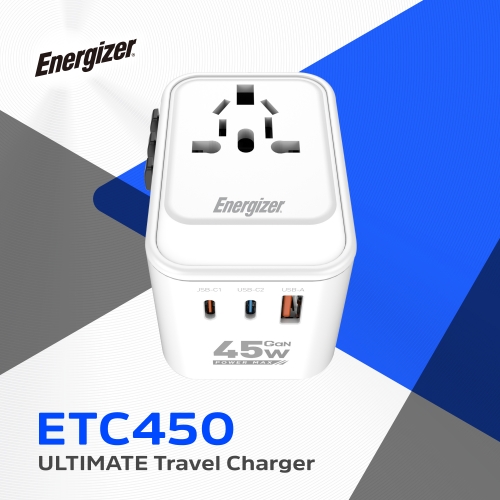 Carregador de viagem duplo USB-C e USB-A de 45 W ETC450