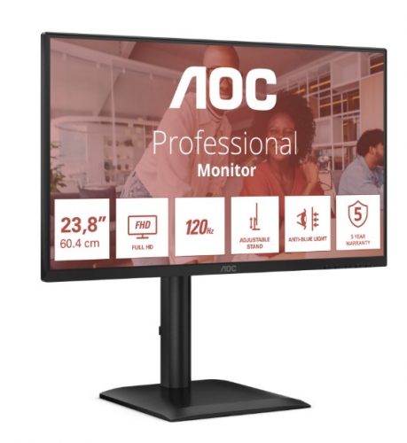 MONITOR AOC 24E4CV IPS 24" (23.8) FHD 120HZ HDMI DP USB-C COLUNAS HAS PIVOT