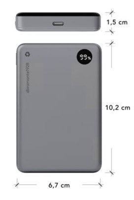 Carregador portátil dbramante1928 10000 mAh 38.5 Wh 20 Watt 3 A 2 conectores de saída cinza CP10SLBL7178