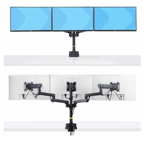 Suporte para 3 Monitores até 27", VESA 75x75/100x100 – StarTech 3MP2AG-MONITOR-ARM