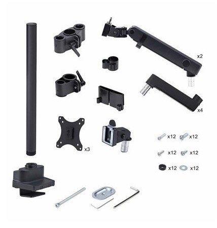 Suporte para 3 Monitores até 27", VESA 75x75/100x100 – StarTech 3MP2AG-MONITOR-ARM