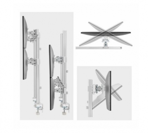 Suporte de Mesa para 6 Monitores StarTech.com 6-MONITOR-ARM-A – 17" a 32", até 8 kg por Monitor, VESA 75×75/100×100, Dupla Coluna, Ajustável em Altura, Branco