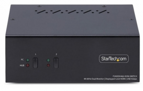 Switch, 4K 60Hz KVM / áudio / USB 2 x KVM / áudio / USB StarTech P2ADDH462-KVM-SWITCH