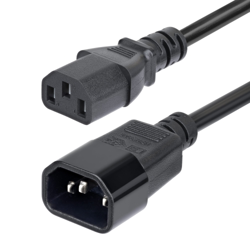 Cabo de extensão de energia de 4,5 m, cabo de alimentação C14 para C13 para PDU, 10 A 250 V, 14 AWG, cabo de alimentação CA para PDU/fonte de alimentação, certificado pela KEMA-KEUR | PXTC13C141415FEU