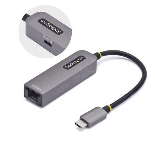 Adaptador USB-C para Ethernet 2,5 Gigabit, USB 3.2 Gen 1, RJ45, 2,5 GbE, Power Delivery 100 W, Compatível com Thunderbolt, Cinzento - StarTech.com 2GPD3-USB-C-ETHERNET