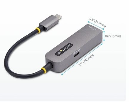 Adaptador USB-C para Ethernet 2,5 Gigabit, USB 3.2 Gen 1, RJ45, 2,5 GbE, Power Delivery 100 W, Compatível com Thunderbolt, Cinzento - StarTech.com 2GPD3-USB-C-ETHERNET