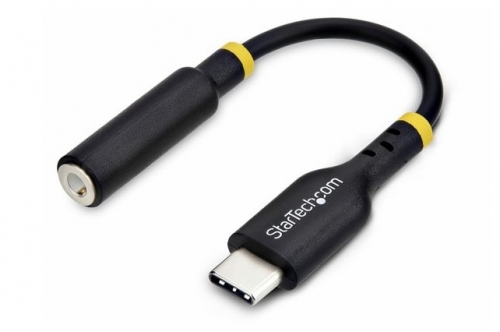 Adaptador de Áudio USB-C para Jack 3,5 mm TRRS, 12,7 cm, DAC 32 bits, Estéreo, com Suporte para Microfone - StarTech.com USBCAUDIO2