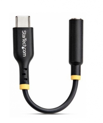 Adaptador de Áudio USB-C para Jack 3,5 mm TRRS, 12,7 cm, DAC 32 bits, Estéreo, com Suporte para Microfone - StarTech.com USBCAUDIO2
